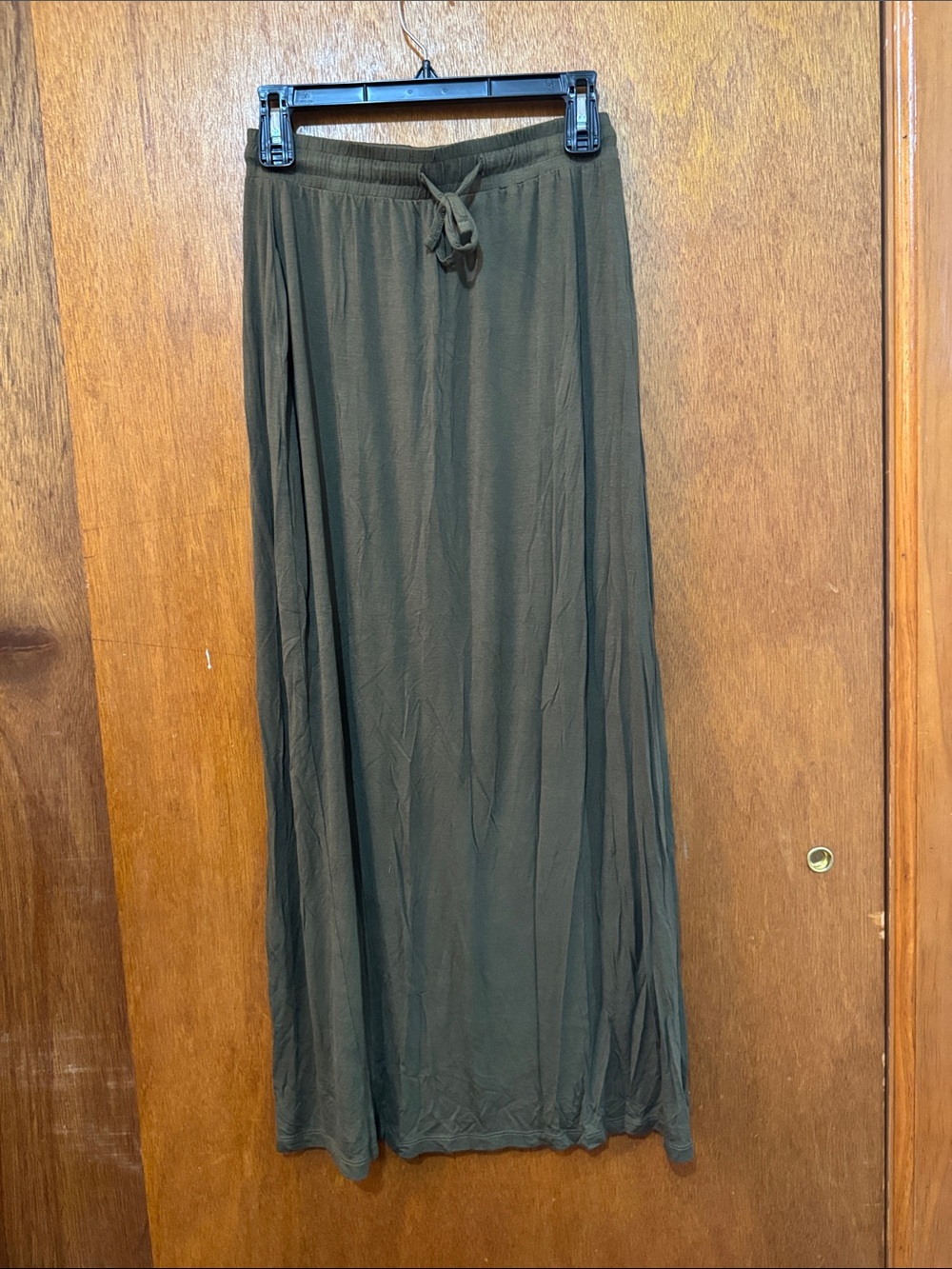 Women’s Olive Drawstring Maxi Skirt